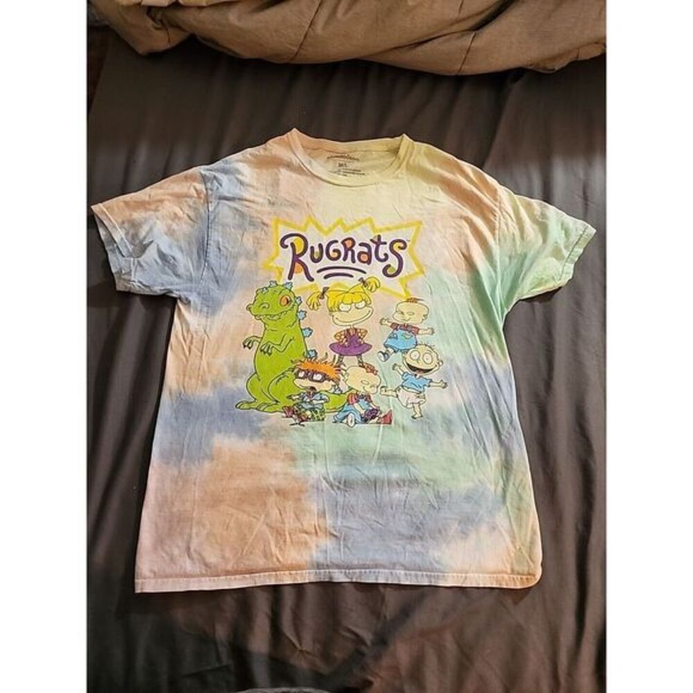 Vintage Nickelodeon Medium Large Rugrats White Tie Dye Tee Shirt T-Shirt Top‎